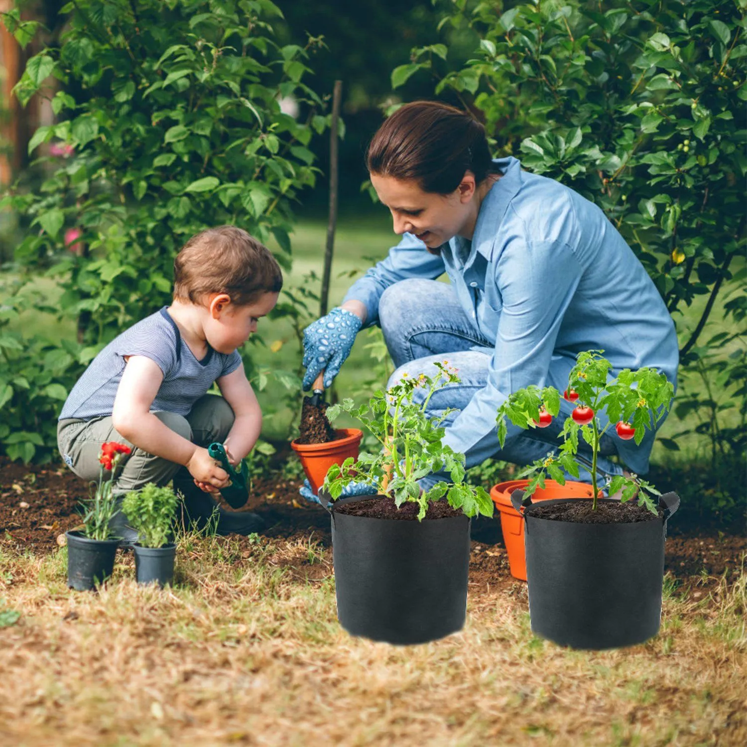 3-Pack: Planter Bags Breathable Planting Fabric Pots with Harvest Window
