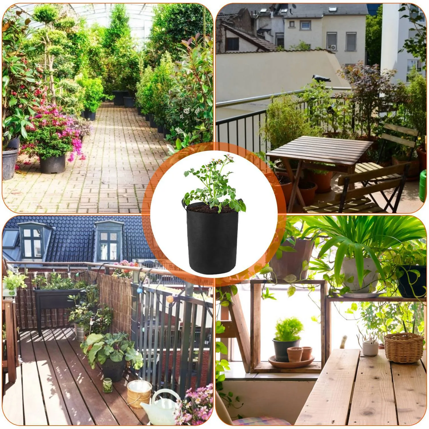 3-Pack: Planter Bags Breathable Planting Fabric Pots with Harvest Window