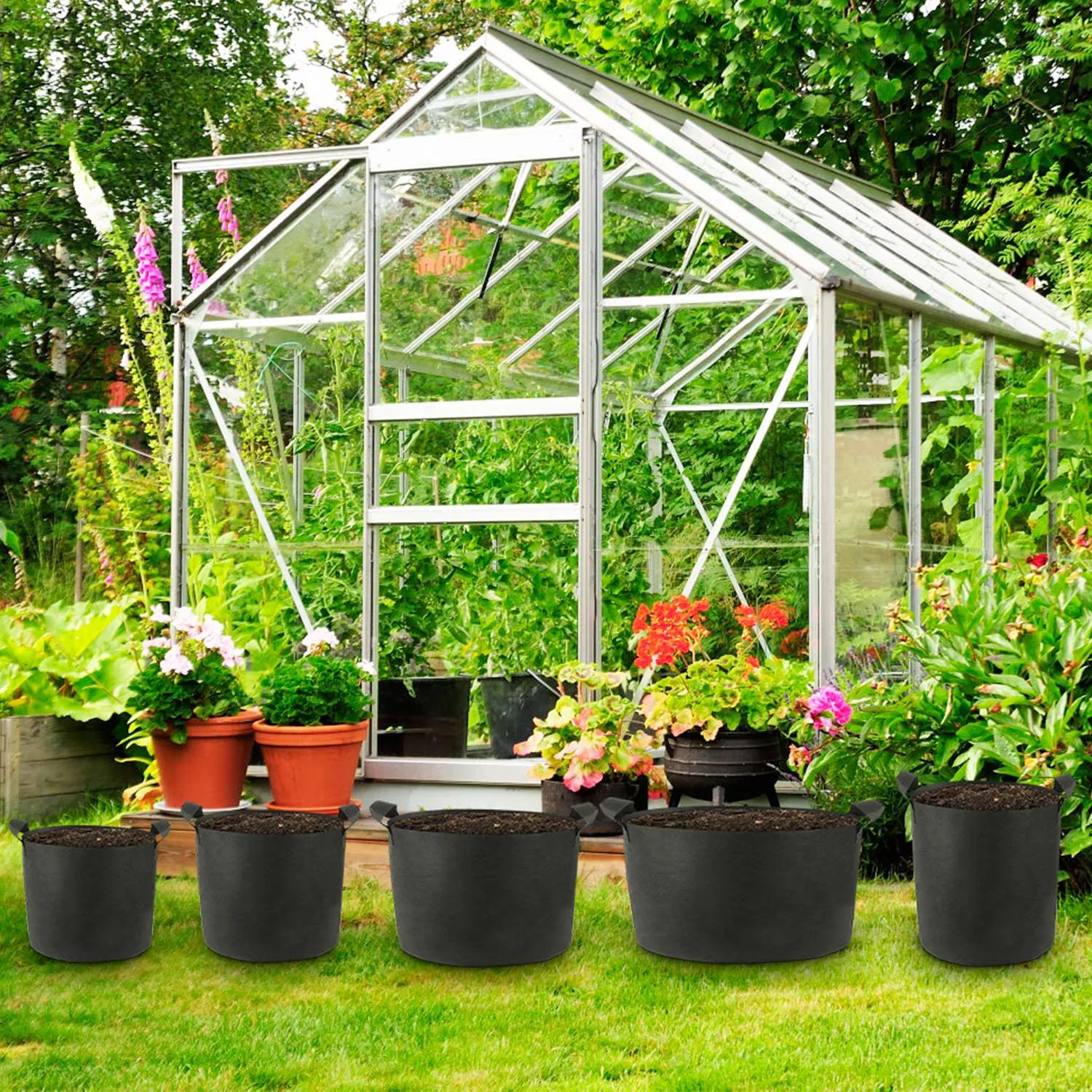 3-Pack: Planter Bags Breathable Planting Fabric Pots with Harvest Window