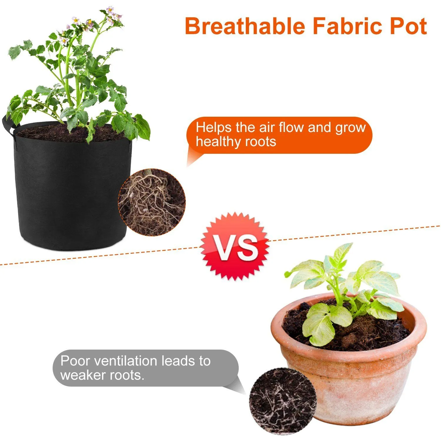 3-Pack: Planter Bags Breathable Planting Fabric Pots with Harvest Window