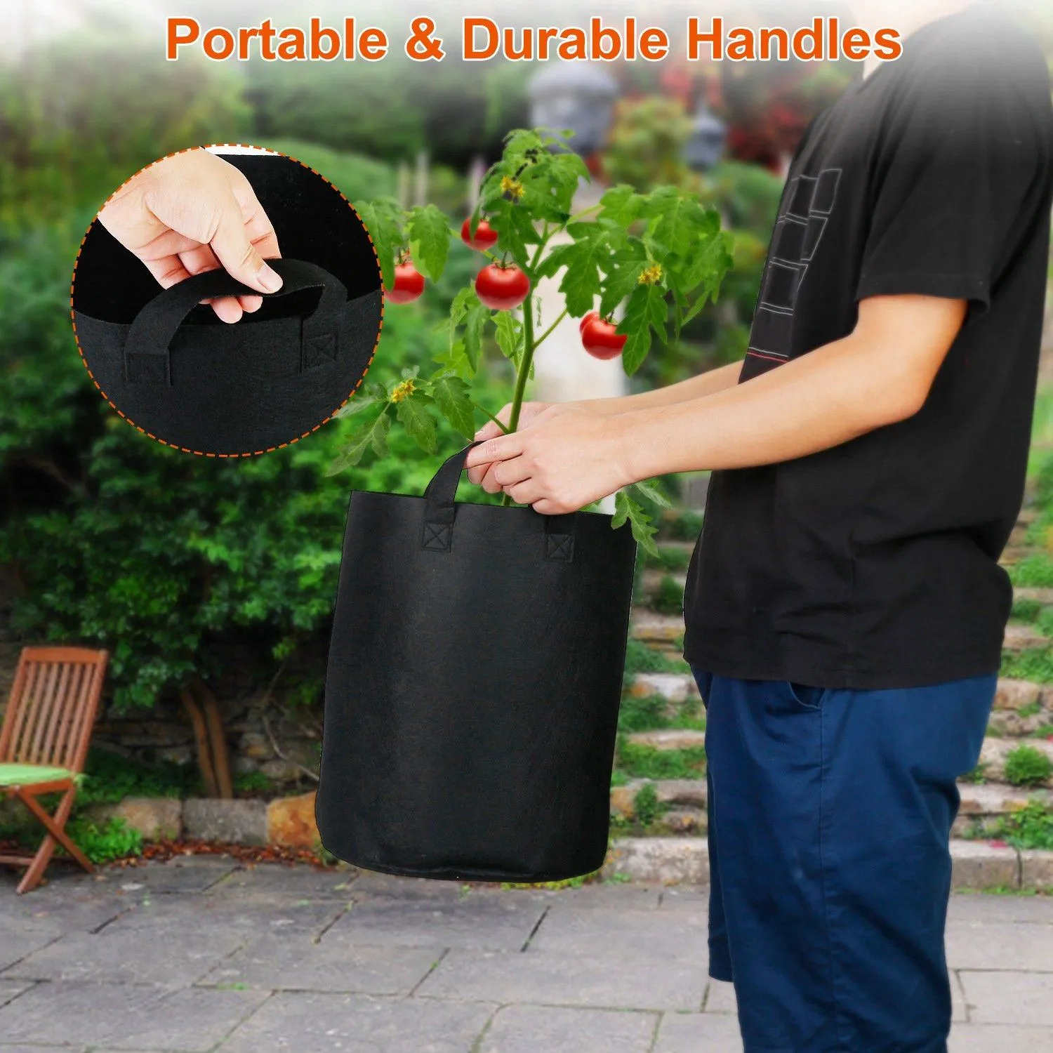 3-Pack: Planter Bags Breathable Planting Fabric Pots with Harvest Window