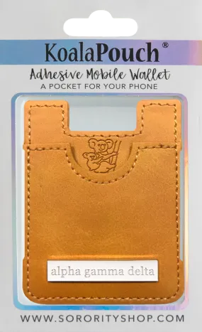 Alpha Gamma Delta Leather Style Koala Pouch (Saddle)