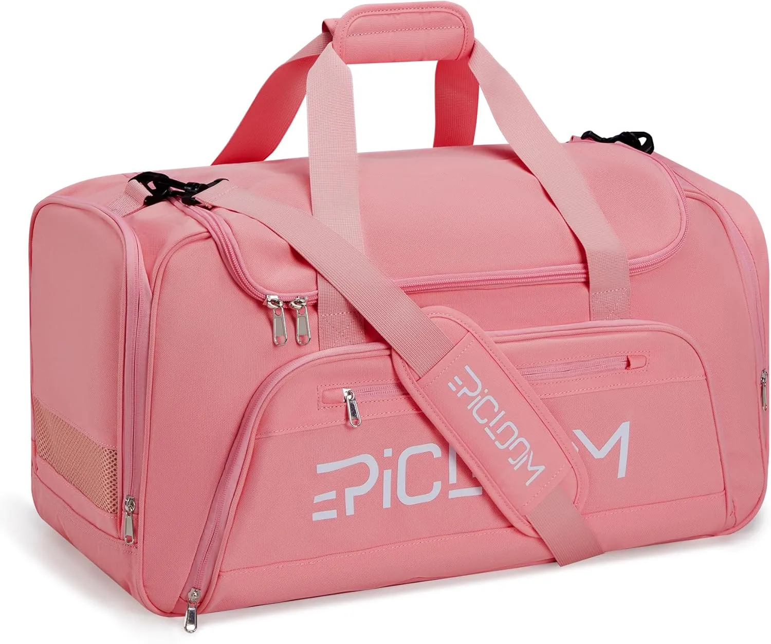 Epicloom Gym Bag for Women, Travel duffle Bag, Carry on Weekender Overnight Bag with Wet Pocket and Shoes Compartment for Women, Travel, Gym, Yoga, Pink, Medium(27L), Dry Wet Separated Gym Bag