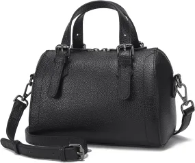 Genuine Cowhide Leather Boston Bag - Women’s Lightweight Barrel Handbag