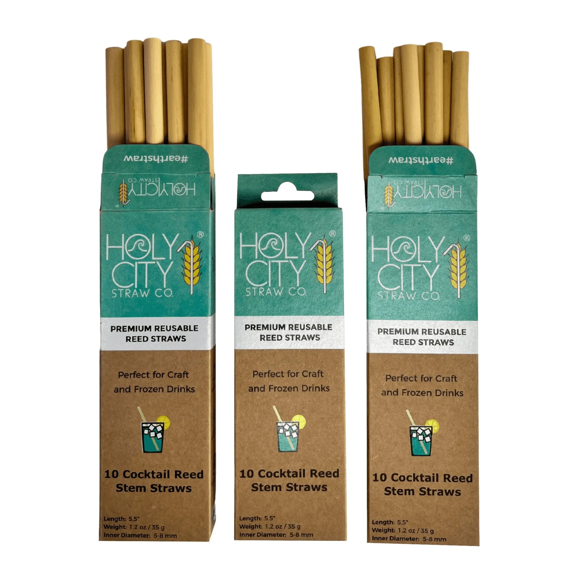 Holy City Straw Company Cocktail Reusable Reed Straws | 3 Pack Bundle