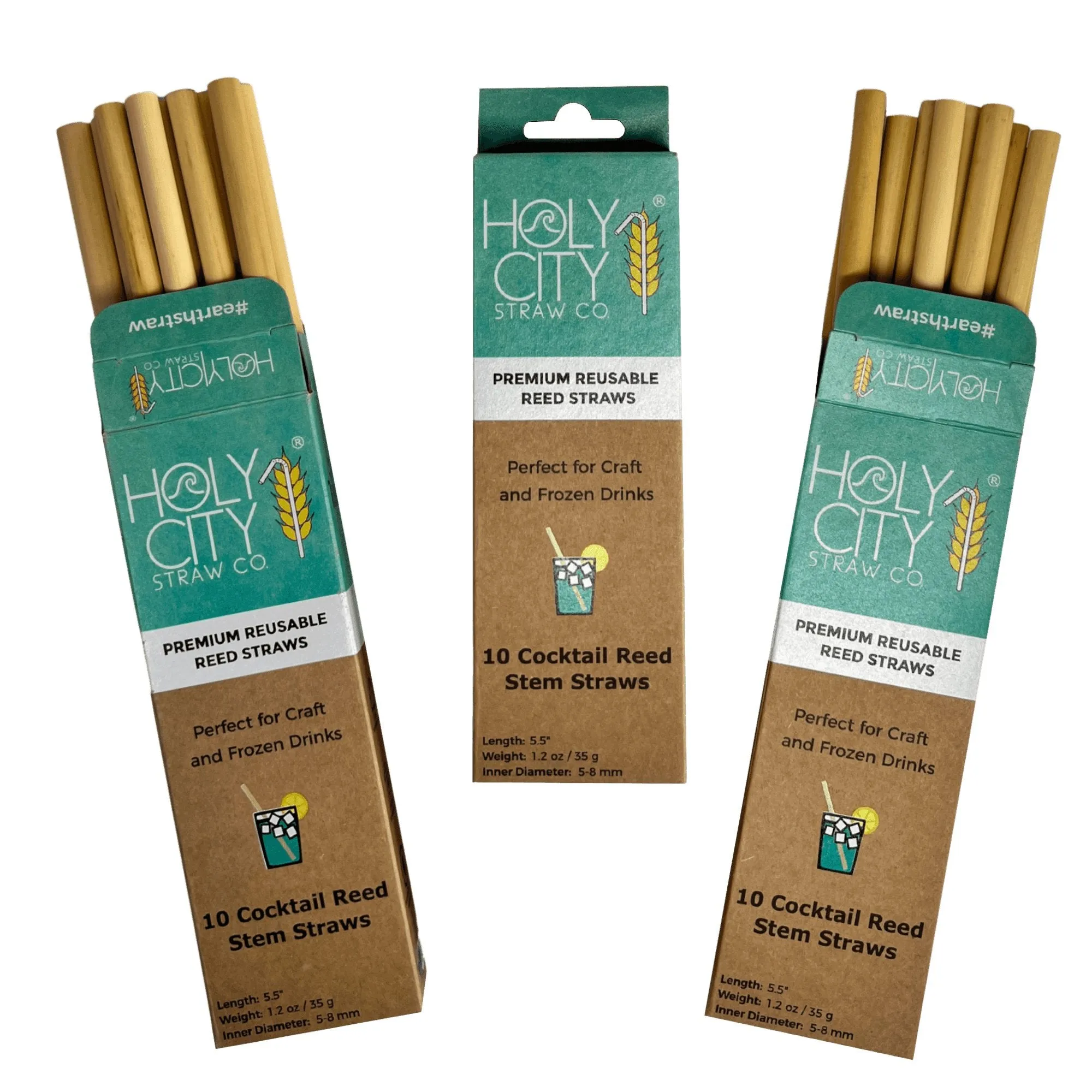 Holy City Straw Company Cocktail Reusable Reed Straws | 3 Pack Bundle