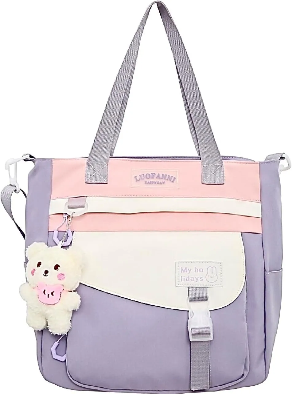 Large Vintage Messenger Bag Kawaii Cute Crossbody Bag for Women Multi-Functional Kawaii Purse with Upgraded Feature