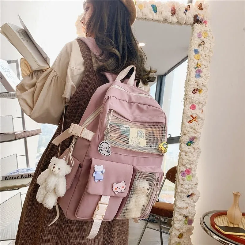NEW Kawaii Large Capacity Backpack with Accessories Included 🎒