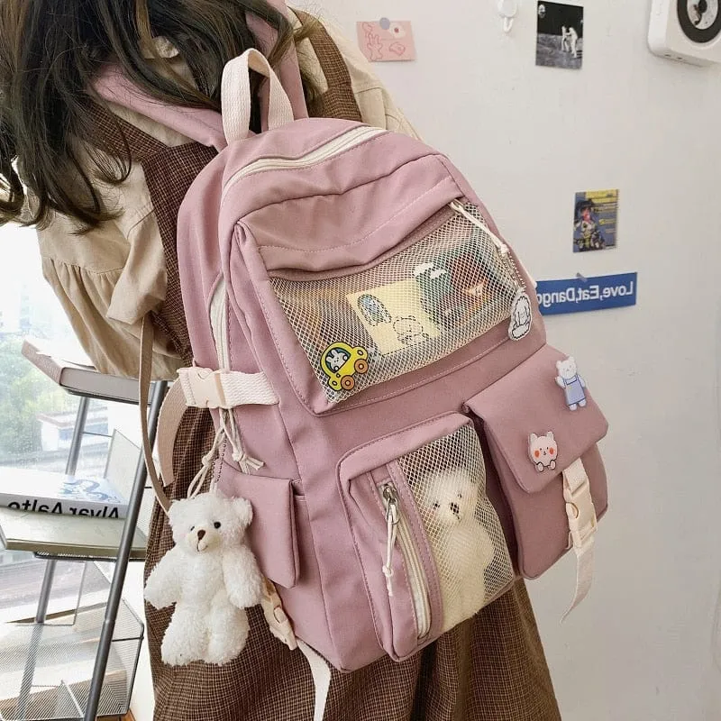 NEW Kawaii Large Capacity Backpack with Accessories Included 🎒
