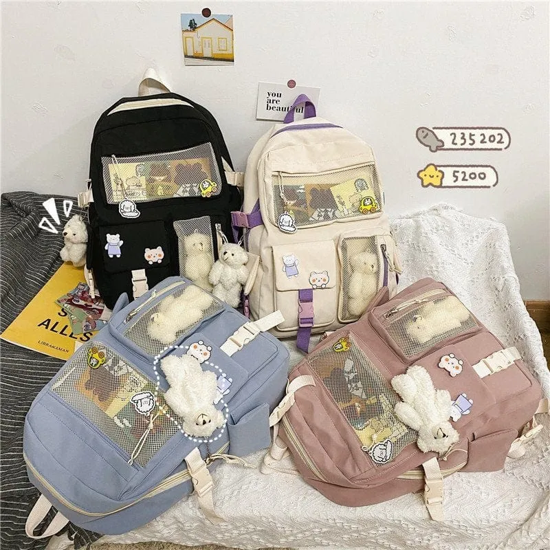 NEW Kawaii Large Capacity Backpack with Accessories Included 🎒