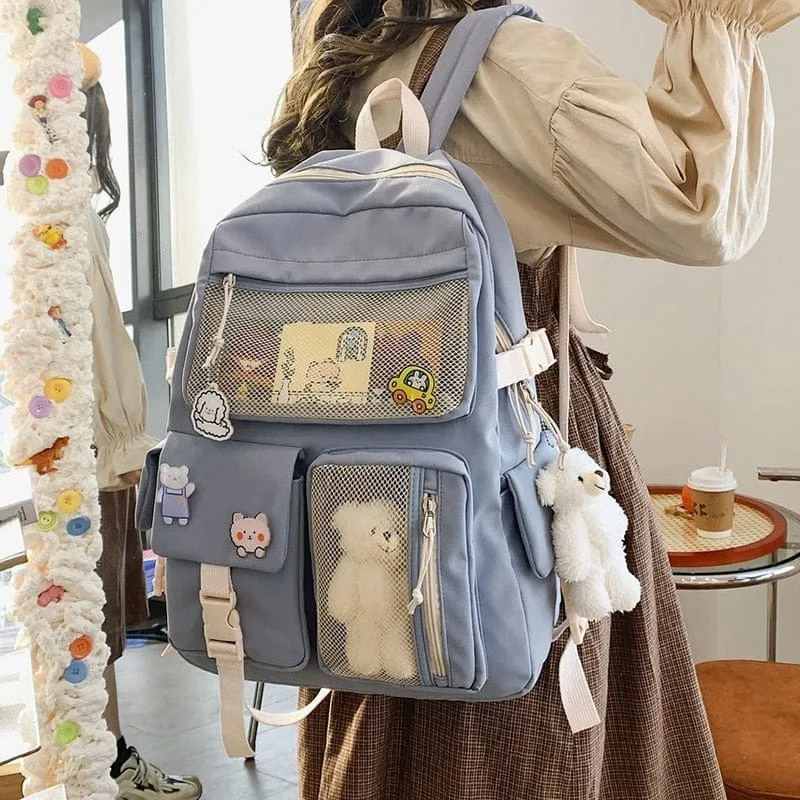 NEW Kawaii Large Capacity Backpack with Accessories Included 🎒