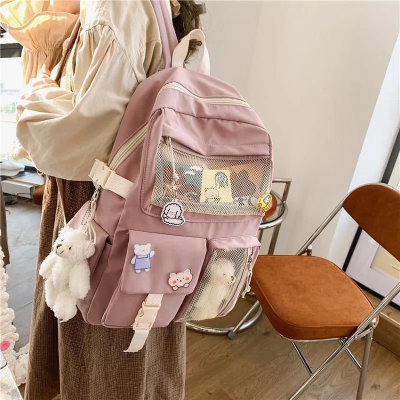 NEW Kawaii Large Capacity Backpack with Accessories Included 🎒