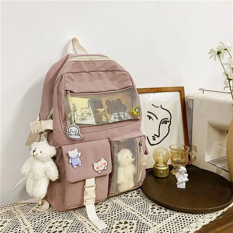 NEW Kawaii Large Capacity Backpack with Accessories Included 🎒