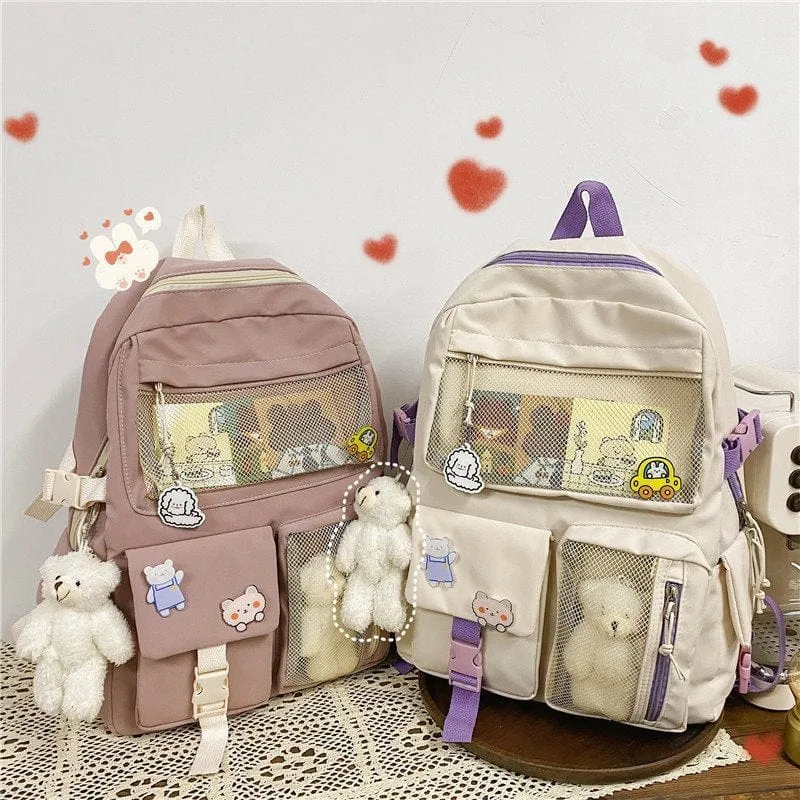 NEW Kawaii Large Capacity Backpack with Accessories Included 🎒