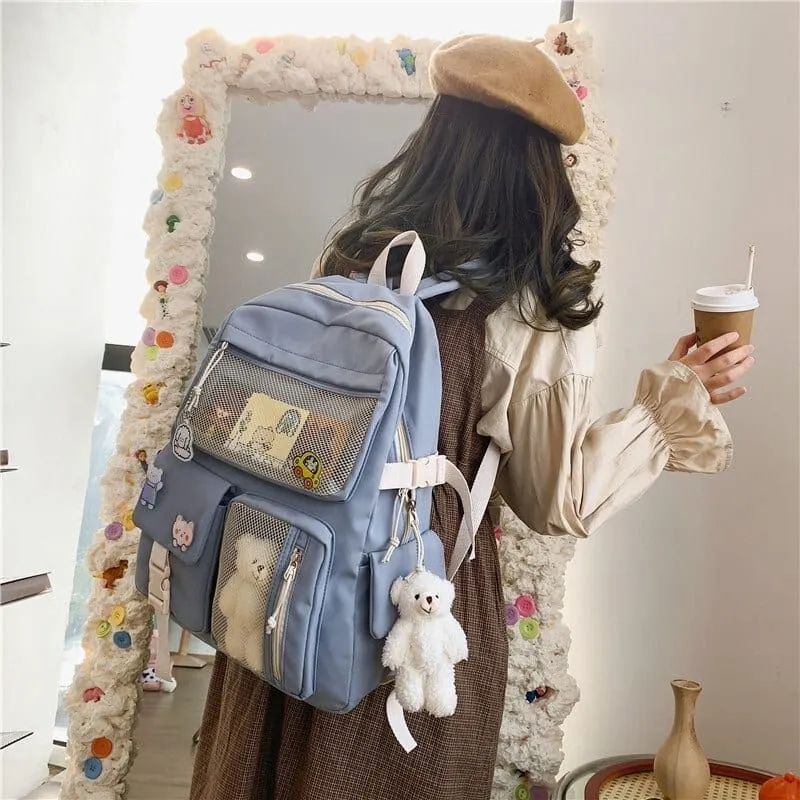 NEW Kawaii Large Capacity Backpack with Accessories Included 🎒