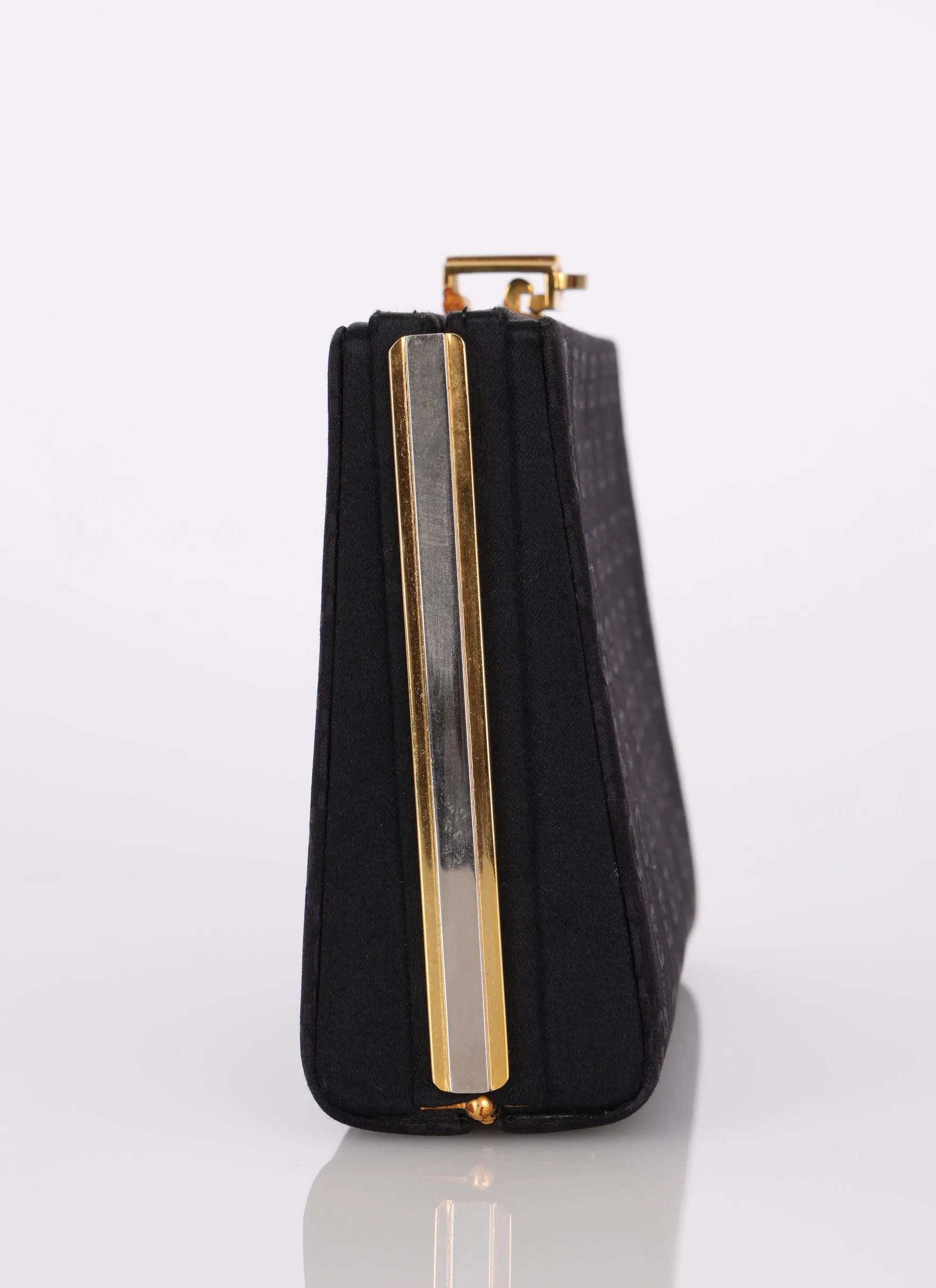 Rare Gucci Satin Monogram Frame Clutch