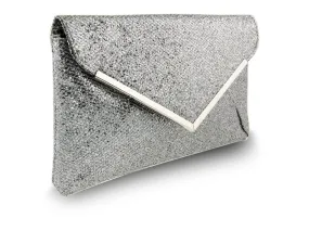 Silver Glitter Envelope Clutch