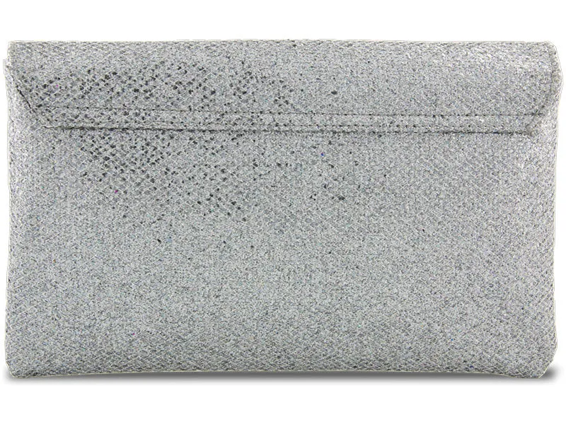 Silver Glitter Envelope Clutch