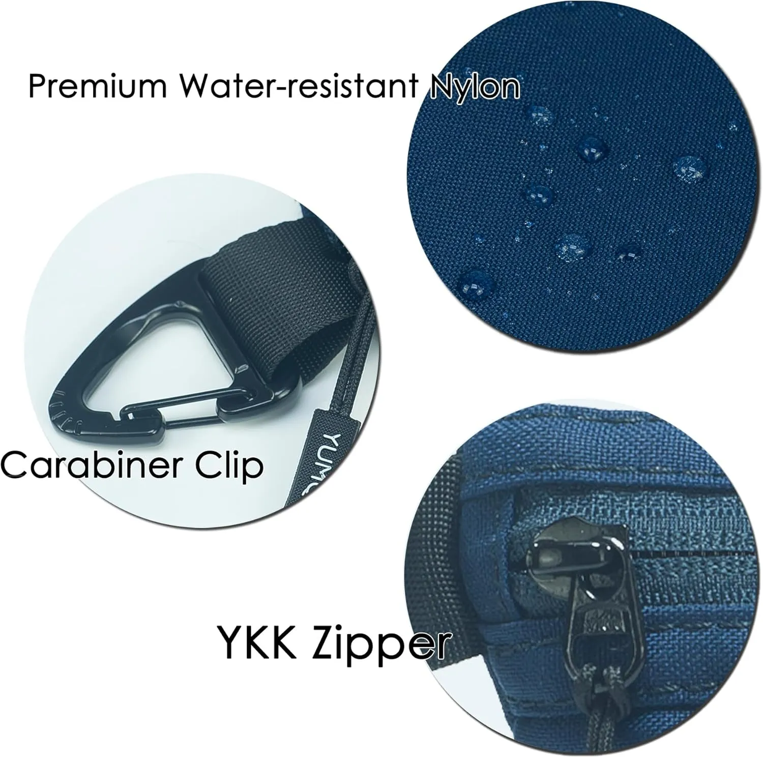 Small Zipper Pouch with Carabiner Clip, Small Nylon Pouch Water-Resistant Travel Bag with Zipper Multipurpose Digital Cosmetics Toiletry Bag Tools Storage, Dark Blue