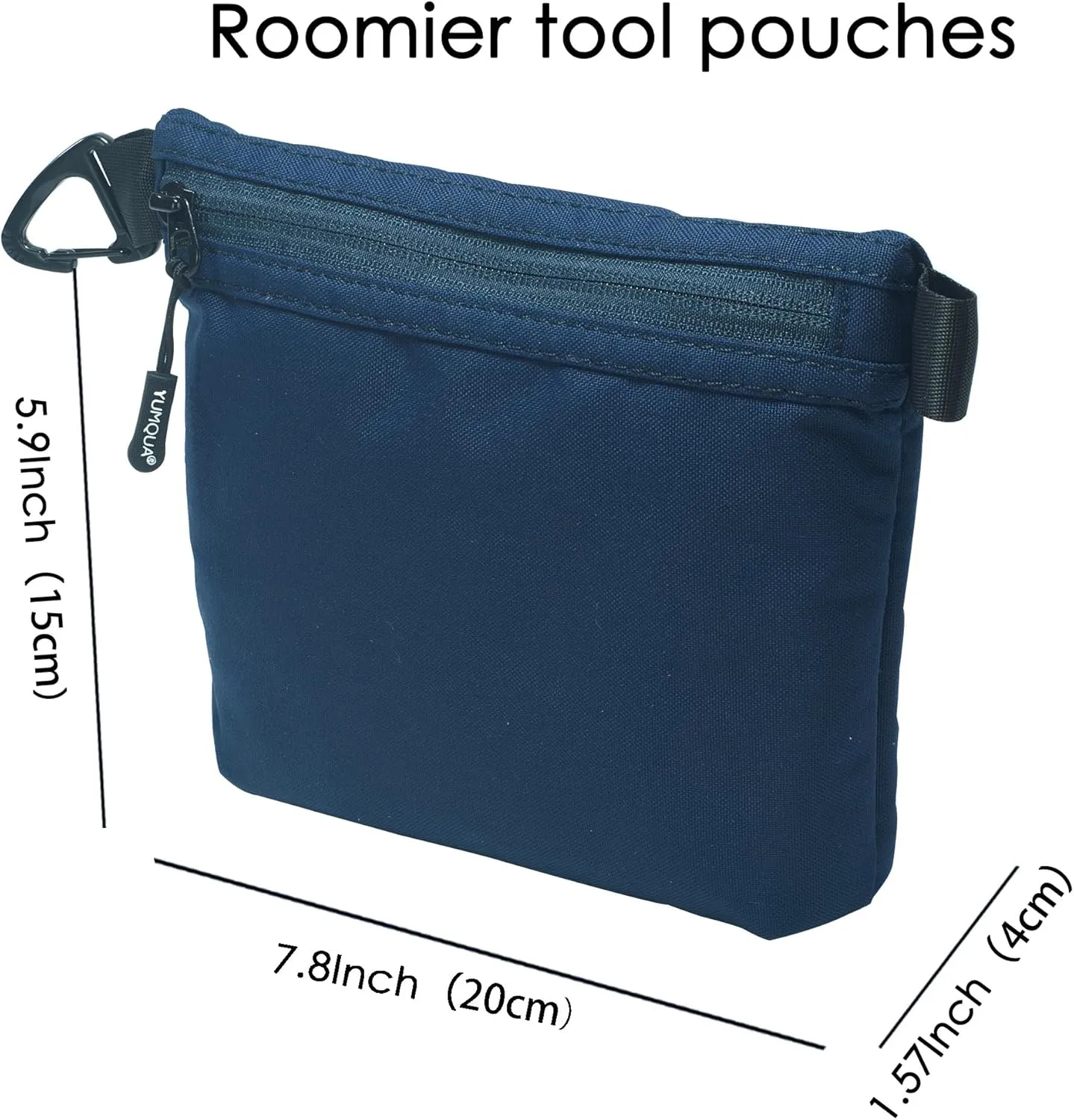 Small Zipper Pouch with Carabiner Clip, Small Nylon Pouch Water-Resistant Travel Bag with Zipper Multipurpose Digital Cosmetics Toiletry Bag Tools Storage, Dark Blue