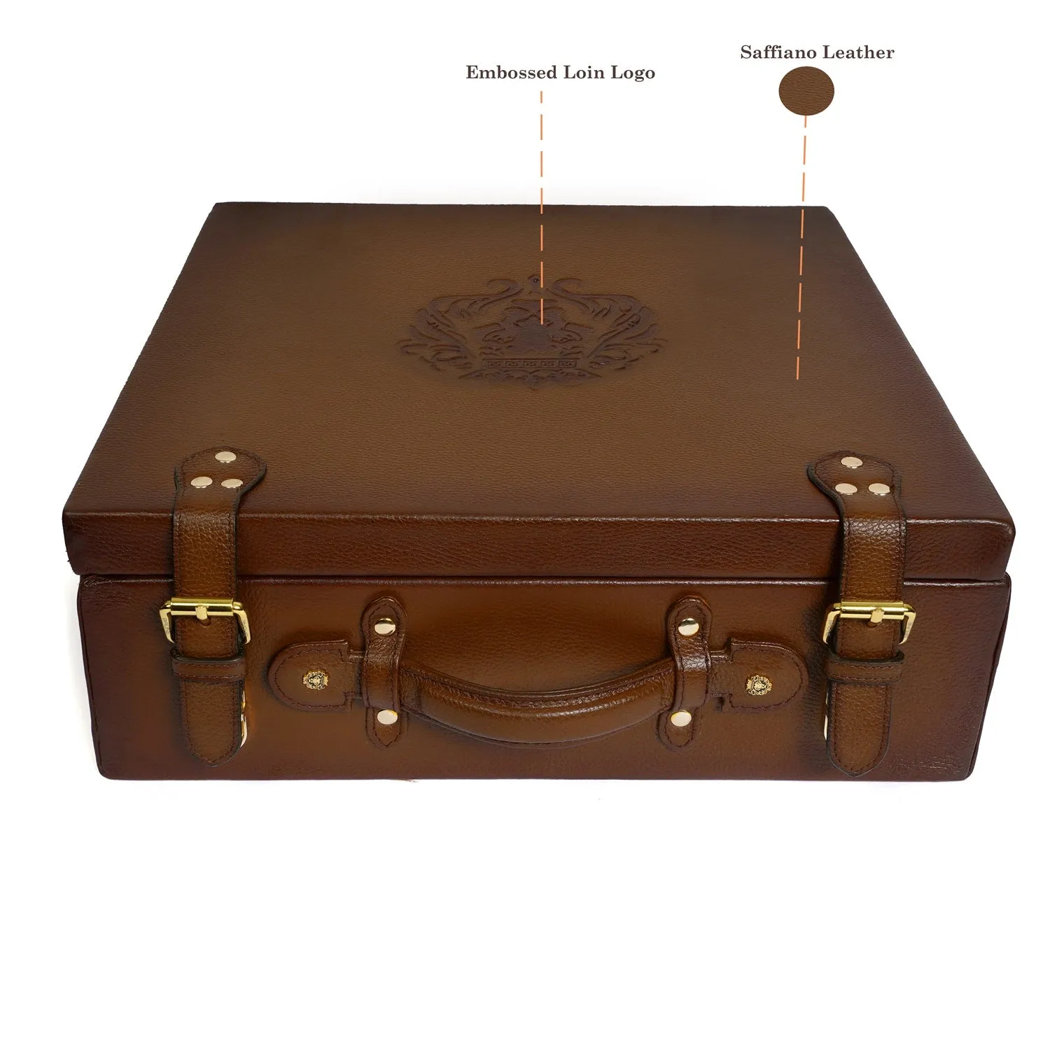 Tan Saffiano Leather Shoe Box